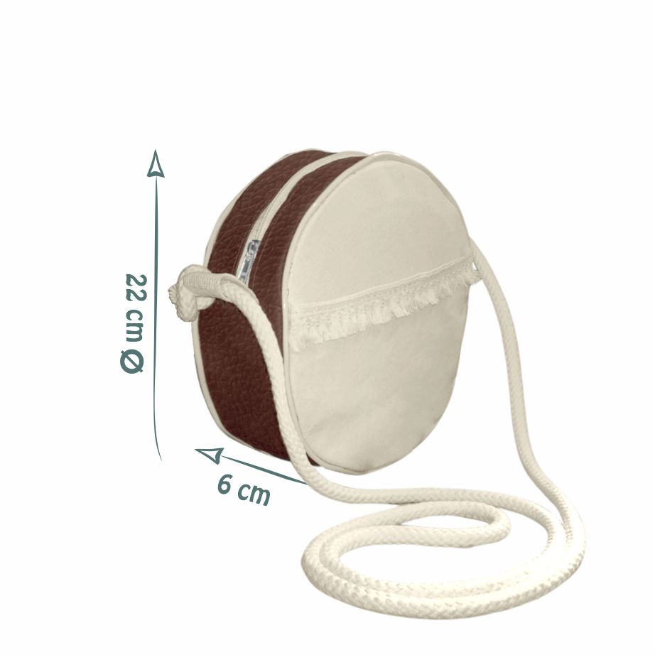 Shoulder Bag Ecológica Redonda em Lona de Algodão Cru e Corino - Ref.: Cacau