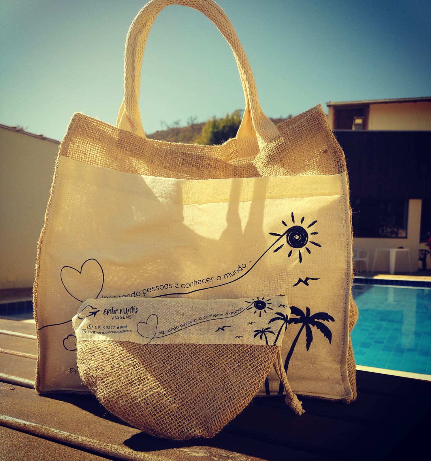 Ecobag ecológica Premium - Ref.: Carvalho - em algodão cru + juta natural