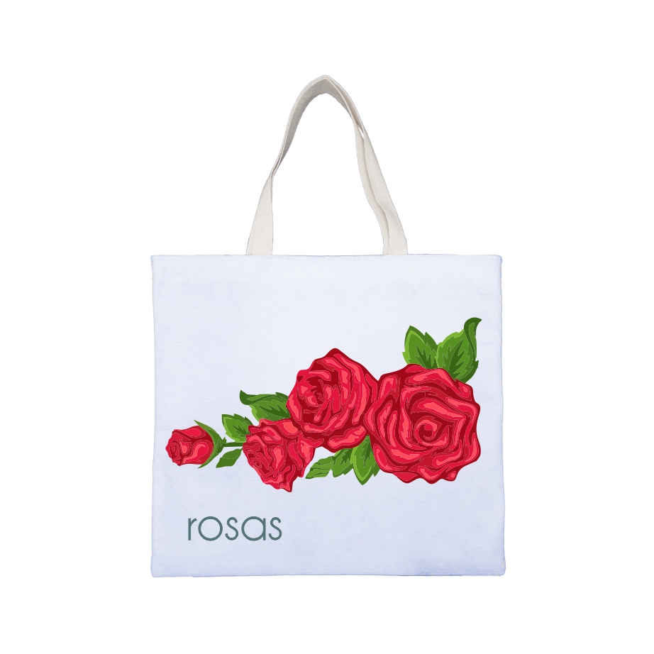 Sacola Ecológica em PET Branco Reciclado - Ref.: Rosas