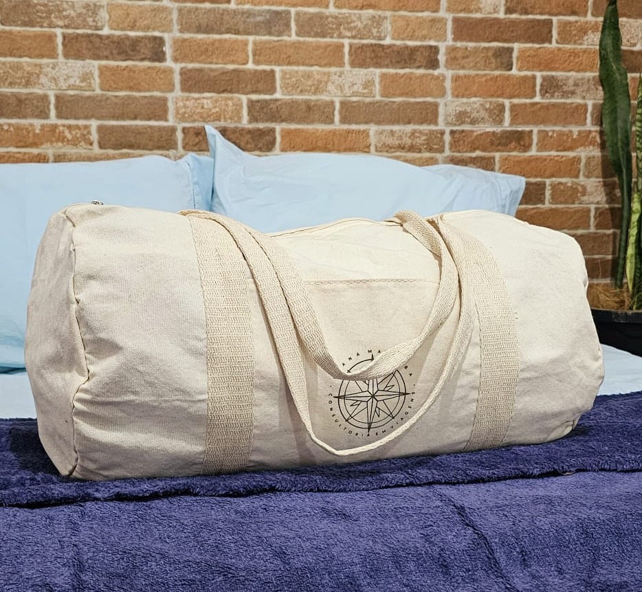 Bolsa de Viagem em Lona de Algodão Cru e Tela Vôlei - Ref.: Jubarte