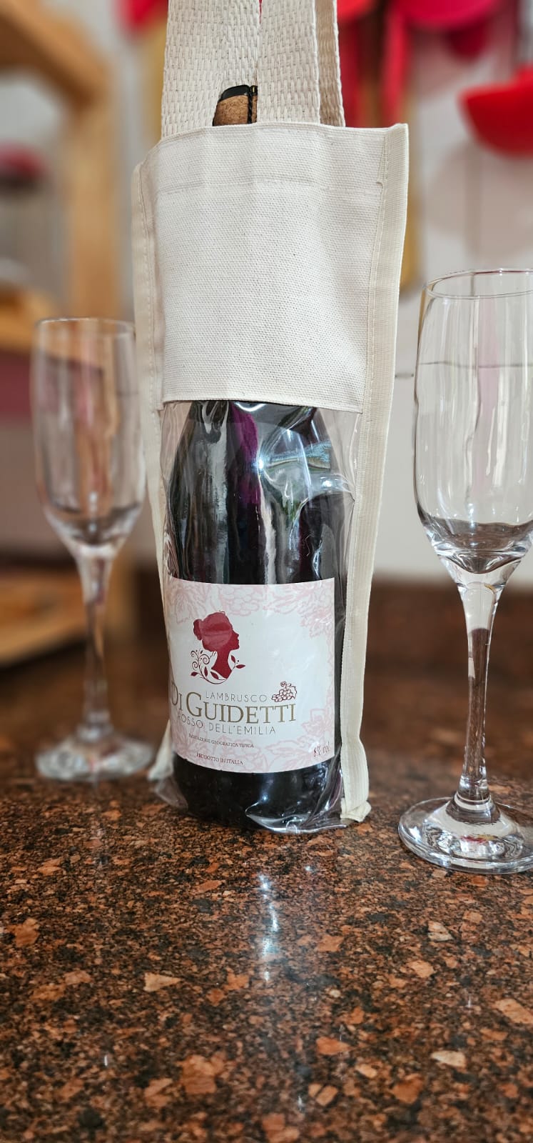 Sacola Ecológica Porta Garrafa Premium em Lona de Algodão e PVC Cristal - Ref.: Vinhedo